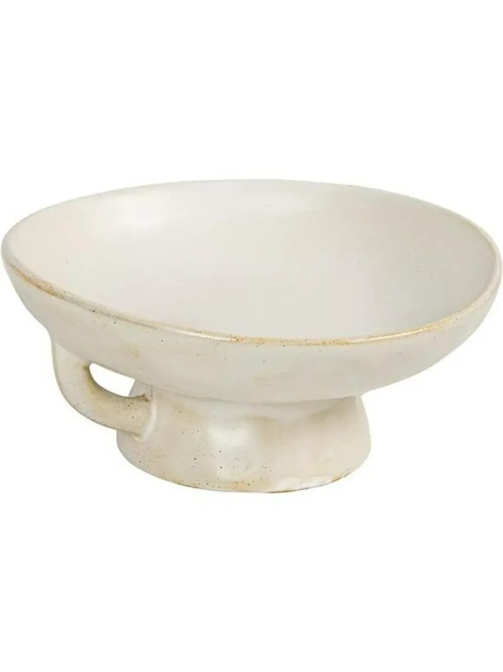 Stoneware Serving Bowl White Reactive Glaze 8 Inch Modern Kitchen Decor